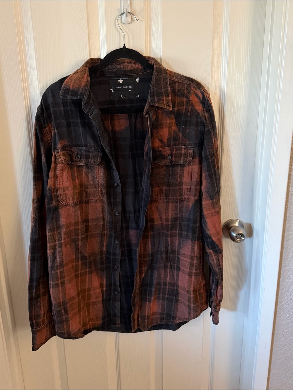 One-of-a-kind Upcycled/Bleached Vintage Plaid Pink Floyd Flannel